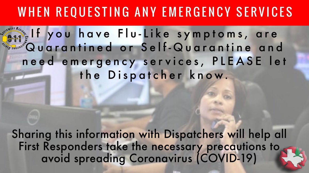 desotofd's tweet photo. Please give the correct information to our Dispatchers. Firefighters, Police Officers and EMS all need to be able to go home after their shift and be with their families. Not quarantined to a room for 14 days. We will always respond, just need to be prepared. https://t.co/LhYqeMSE1b