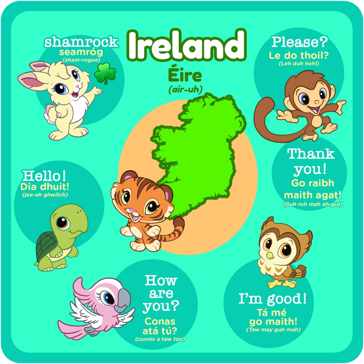 Happy St. Patrick's Day!
#StPatricksDay is the national holiday of Ireland.

Now, you may already know there is an Irish language, but do you know how to say anything in Irish? Try out some of the phrases below (we put in the pronunciations too, because Irish is… tricky). 
☘️🇮🇪