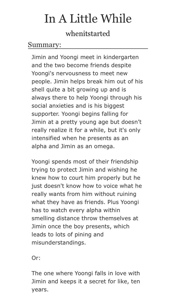 ABO yoonmin-fluff, smut, and slight angst https://archiveofourown.org/works/16747456 