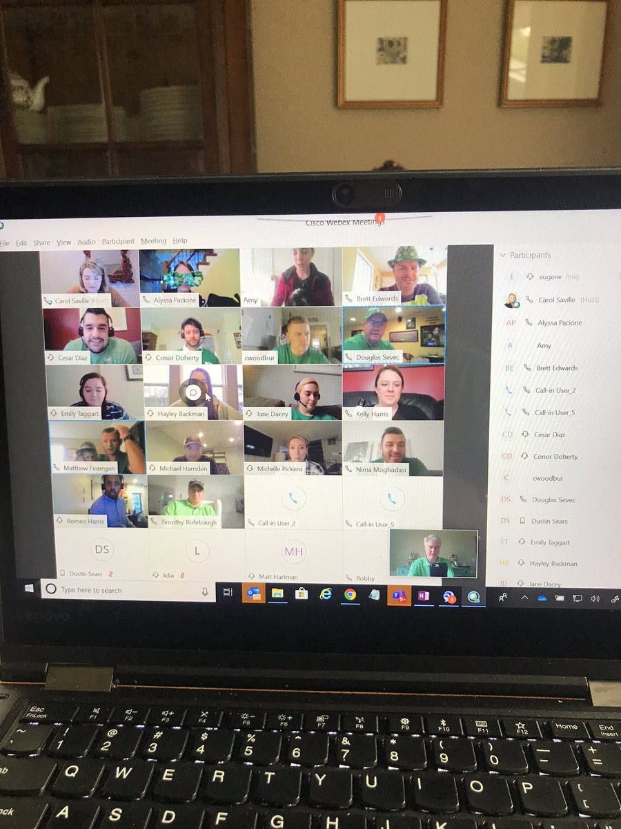 So when it’s St Patrick’s Day, you have to practice social distancing and you have a bunch of fun people in the DMV...WebEx gets it done. 
Sláinte