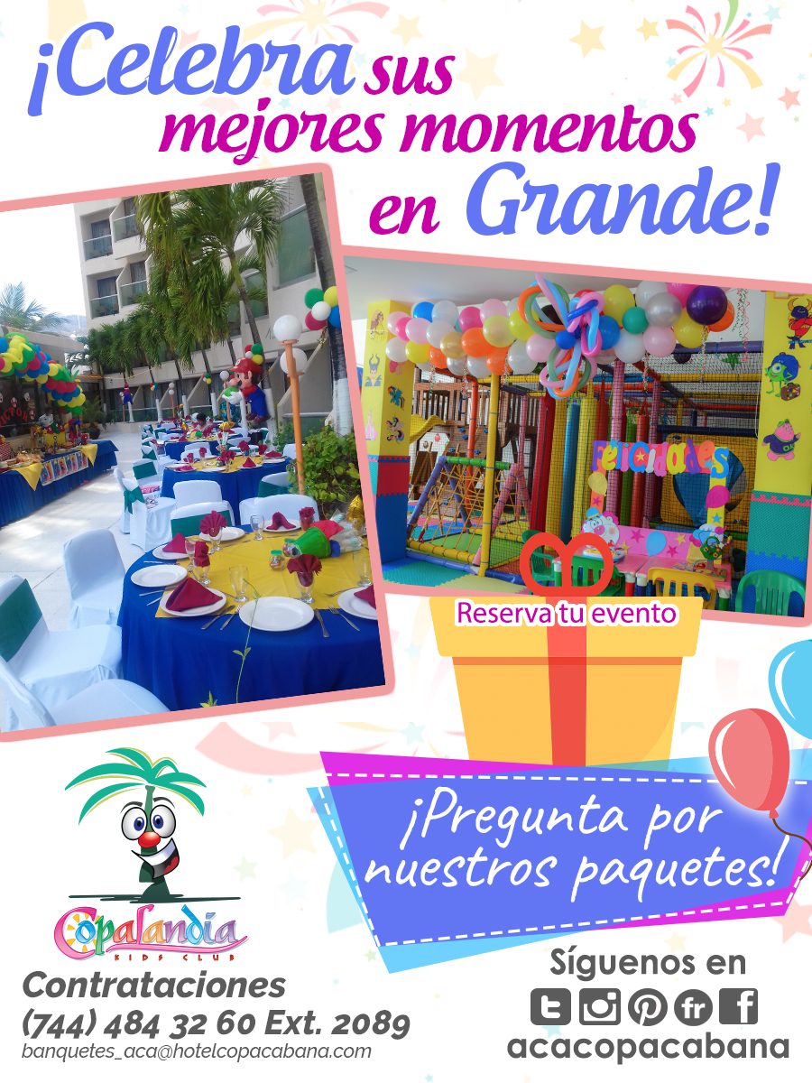 Los mejores #EventosInfantiles, sólo en #Acapulco.. 😉¡Llámanos!🎉🌴Para reserva de hospedaje, da click este link: goo.gl/8zER2v