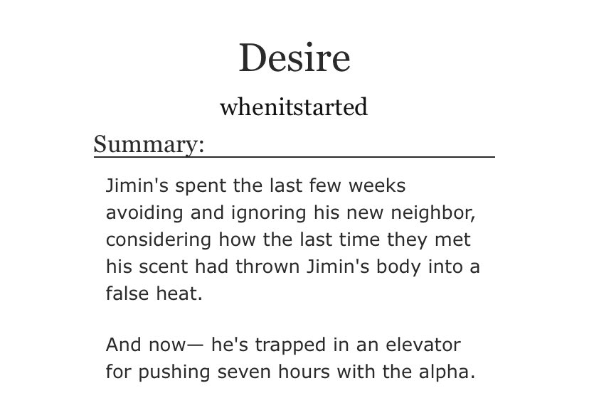 ABO yoonmin-smut- straight smut- like it’s just smut- PWP https://archiveofourown.org/works/19416658 