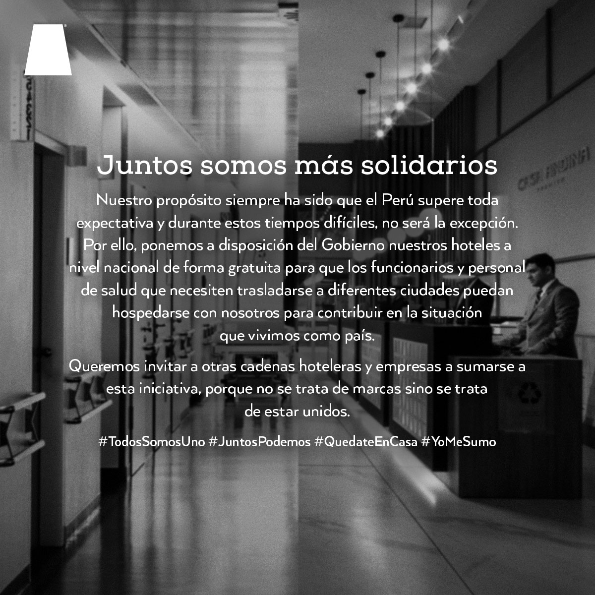 CasaAndinaHotel's tweet photo. Sumémonos todos a ayudar a los héroes que no llevan capa sino una bata para atendernos #Todossomosuno #Juntospodemos #Quedateencasa #Yomesumo https://t.co/AyZquO1CrA