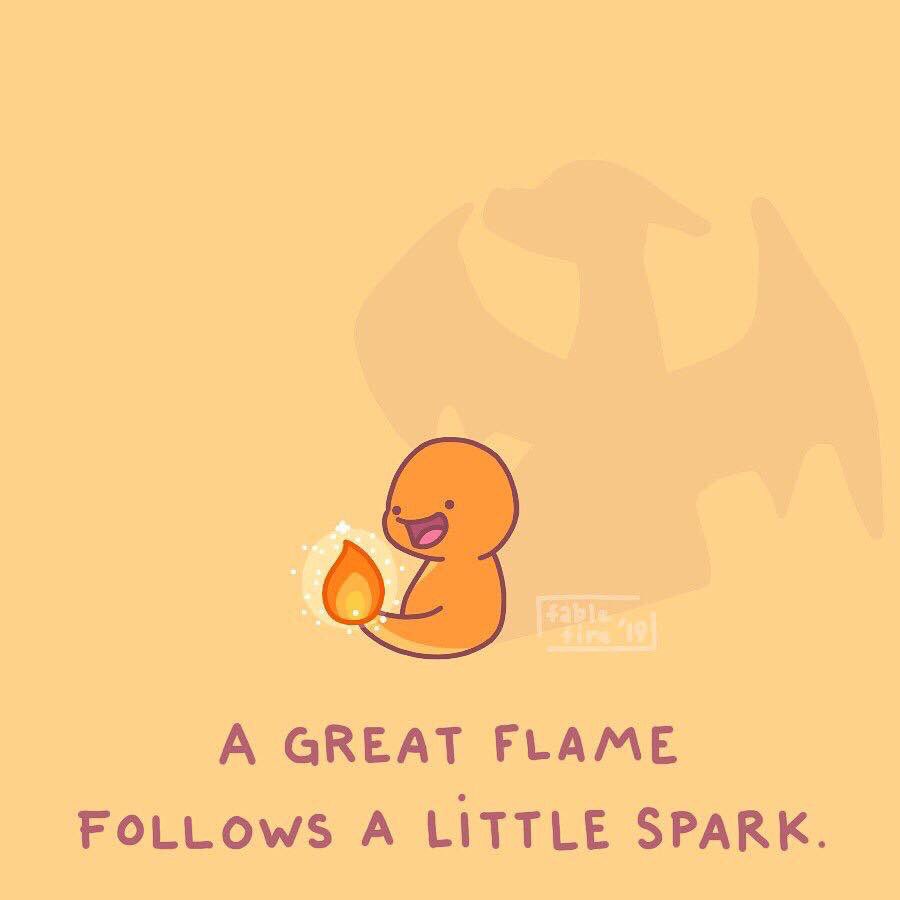 kopeapp_'s tweet photo. A great flame follows a little spark , or all great flames start with a little spark ? 🔥 

Keep doing what you love, one day you will find greatness in your craft✨

#TuesdayMotivation #charmander #charizard #dailymindfulness https://t.co/BjLFhVvCJz