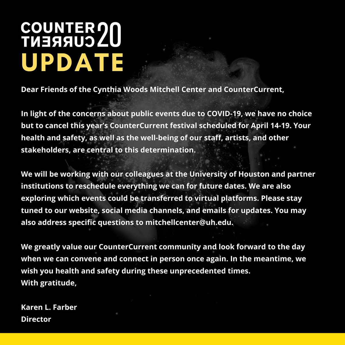 We are saddened to announce the cancellation of CounterCurrent20 but the safety of our community is our top priority. Stay posted for new updates.