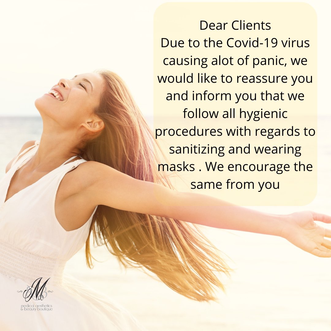 Business as usual !

We are open and ready to assist you with any of your aesthetic needs !

Call 011 396 1507 for your appointment.

#drsusan #MBBsalon #covid-19 #virus #businessasusual #callnow #aesthetics #beauty