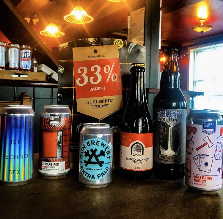 Not about sitting in the pub? We gotchu. All cans and bottles 33% off to take away. All draft available in growlers. #supportlocal