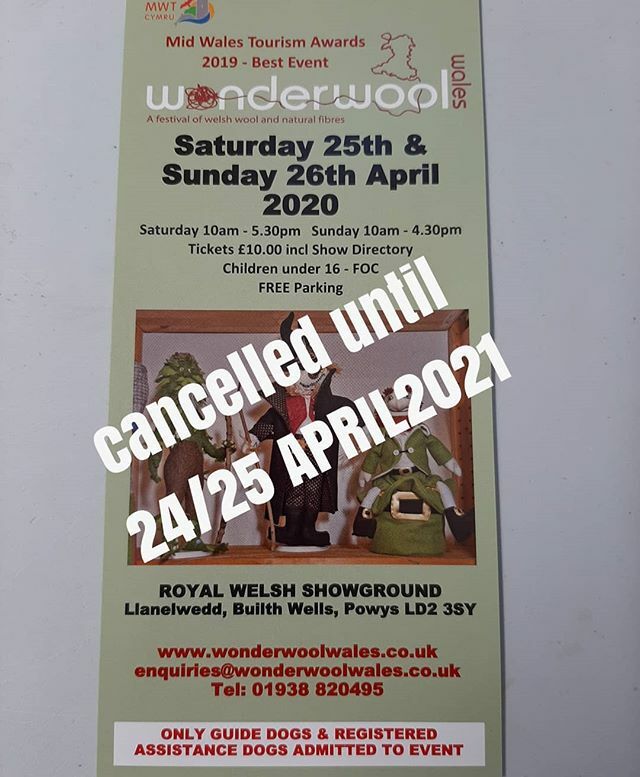 It is with great sadness that we have had to make the huge decision to cancel this years event. For more information please go to our Facebook page which gives more information in detail.
.
.
.
.
.
.
#wonderwoolwales2020 #woolshow #fibreshow #knittingsho… ift.tt/2IVQN8Y
