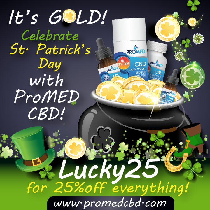promedcbd's tweet photo. Get lucky by using discount code “Lucky25” to make sure you get your steady supply of liquid gold aka ProMED CBD Oil Drops or our other amazing products at https://t.co/YT3s2gJprV.

#promedcbd
#cbd
#stpatrick
#stpatricksday
#cbdoil
#cbdcream
#hemp https://t.co/xIIt1tNkLX