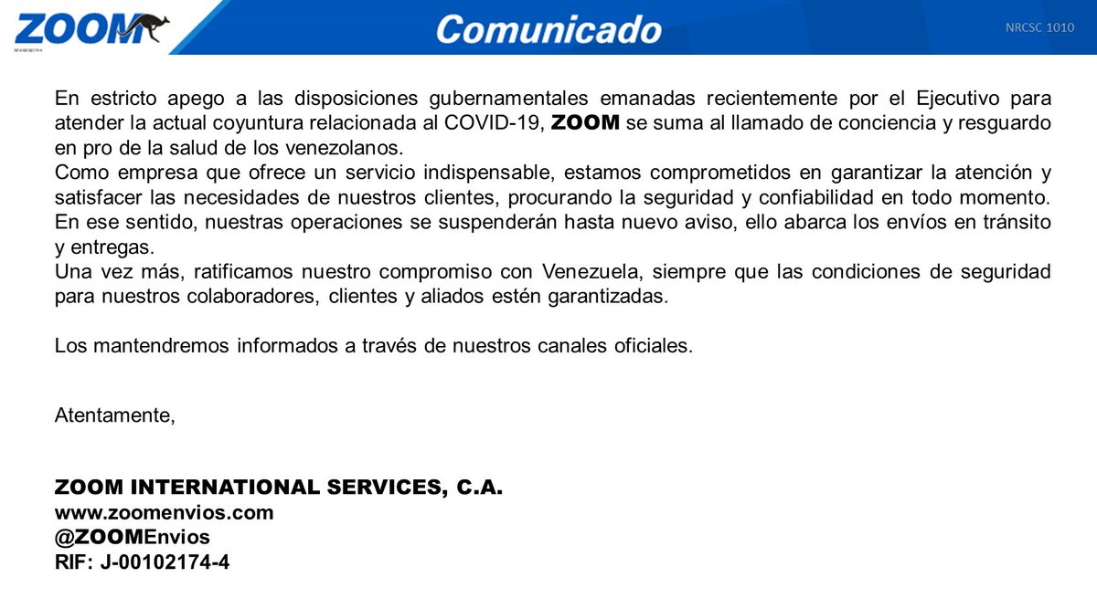 pagodeservicios's tweet photo. RT @ZOOMEnvios: ZOOM informa a la opinión pública: https://t.co/rmUAHMpM8C