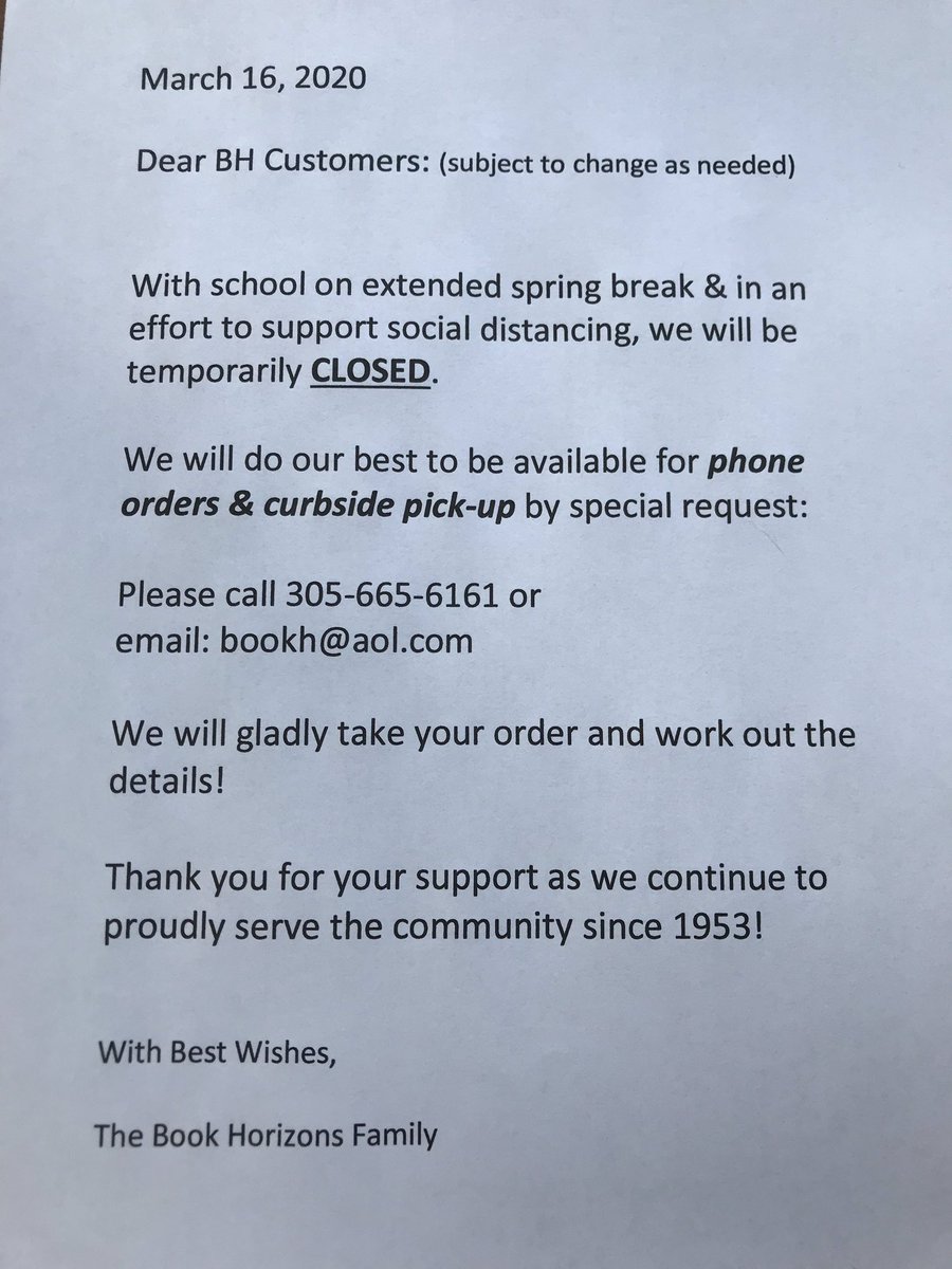 BookHorizons's tweet photo. To all our loyal customers: Please reach out if we can be of service. 
#bhfamily
#bhsince1953 https://t.co/QQC8QjBI4X