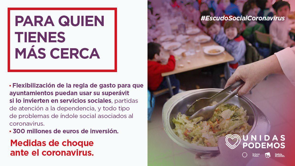 agarzon's tweet photo. Hemos aprobado un paquete de medidas extraordinarias para proteger a las familias trabajadoras y a las empresas. Se incluyen la moratoria de hipotecas, el suministro garantizado, prestaciones para despedidos o más gasto social. La crisis no la pagarán los de siempre. (Hilo 👇) https://t.co/dYHd2vXXLL