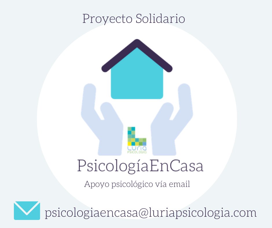 Luriapsicologia's tweet photo. #Psicologiaencasa
Ante estos momentos de incertidumbre, queremos aportar nuestro granito de arena. Para ello, hemos puesto en marcha un nuevo proyecto solidario: Apoyo psicológico vía email.
psicologiaencasa@luriapsicologia.com. --> https://t.co/gw7lvWLiGY https://t.co/OkDhAUYvpm