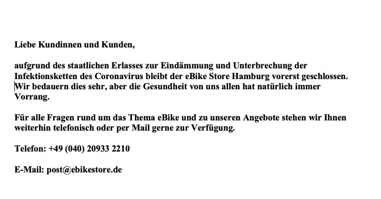 Wichtige Information in eigener Sache zu #Corona und #ShutDownGermany