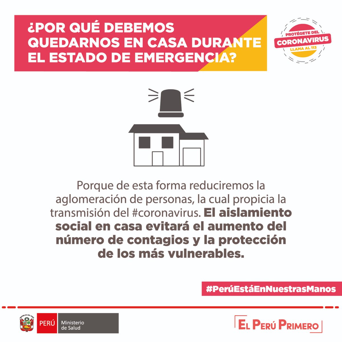 Minsa_Peru's tweet photo. ¡La salud es primero! El Gobierno ha dispuesto declarar al país en Estado de Emergencia Nacional. Conoce más detalles de esta medida extraordinaria para evitar la transmisión del #coronavirus.
#PerúEstáEnNuestrasManos
#YoMeQuedoEnCasa https://t.co/Y1ZImTIHdU