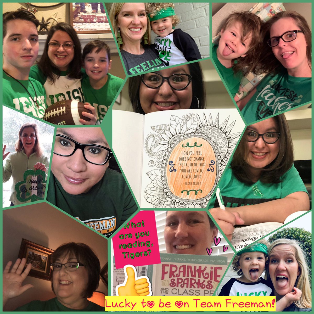 It is your LUCKY 🍀🌈💚DAY.  Happy St. Patrick’s Day 2020! We miss being together and learning at school, but we will find special ways to stay connected to you! Near or Far…we will always care for one another!🌈💚🍀We love our Freeman Family! <a href="/CFBISD/">Carrollton-Farmers Branch ISD</a> @DrChapmanCFBISD