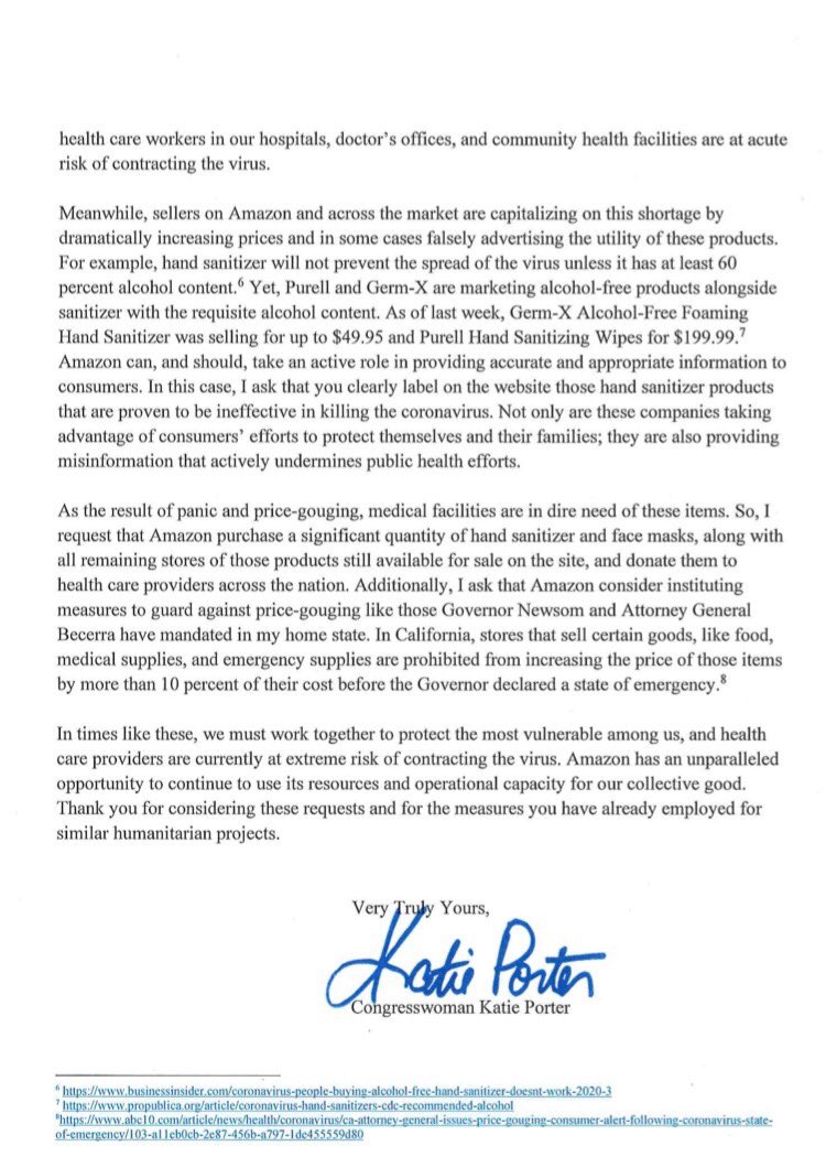 We all have a role to play in combating #Covid_19. <a href="/amazon/">Amazon</a> has the capacity to save hundreds of thousands of lives by redeploying its vast resources creatively. I’m asking CEO <a href="/JeffBezos/">Jeff Bezos</a> to redirect its stock of face masks and sanitizer to help hospitals fill shortages.