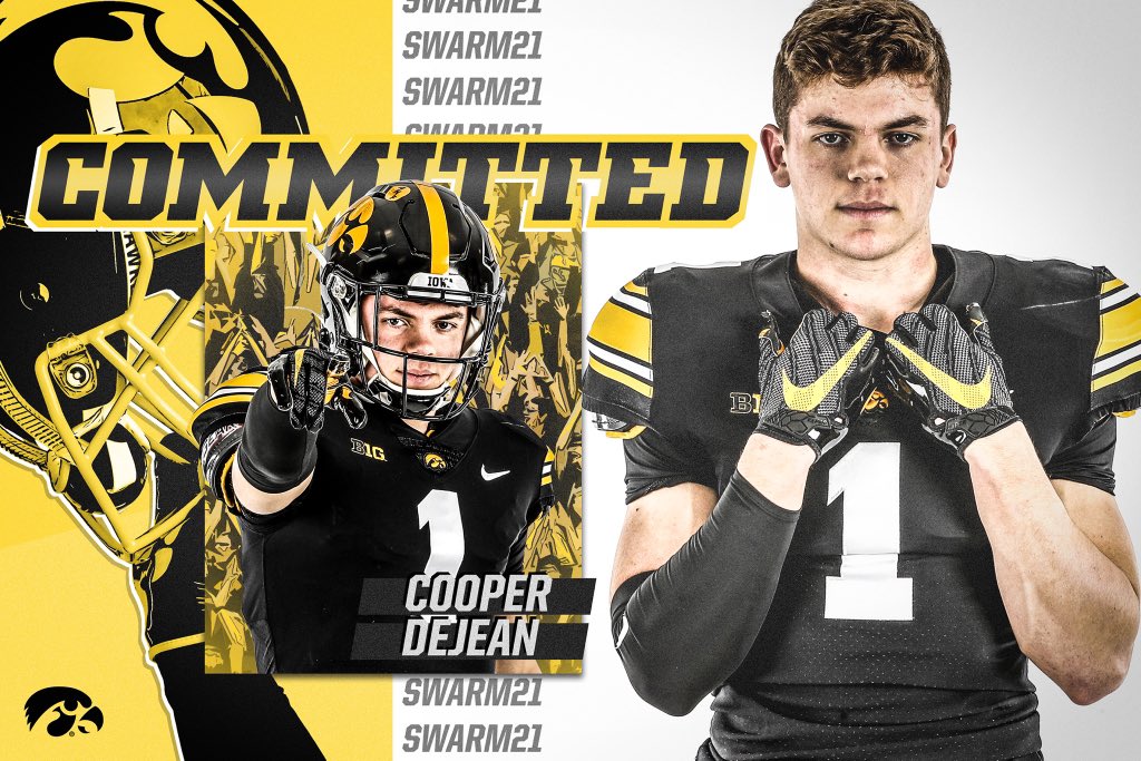 Excited to announce that I will be committing to play football at the University of Iowa! I want to thank my family and friends for all of their support along the way! #swarm21 #GOHAWKS 🐤