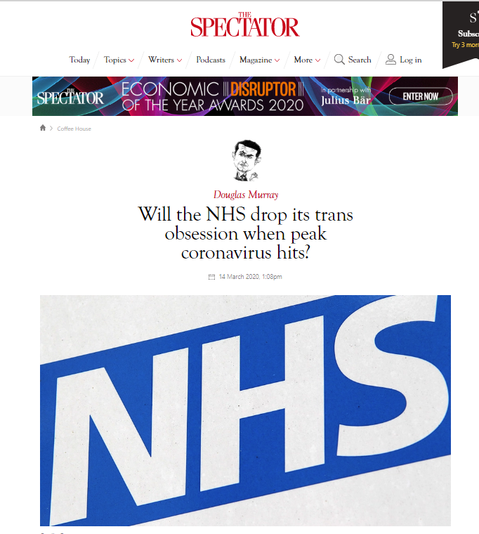 Stop Funding Hate Meanwhile Despite Growing Calls For Our Society To Unite Fight The Coronavirus Together The Spectator Has Managed To Find An Anti Trans Angle Surely It S Long Past