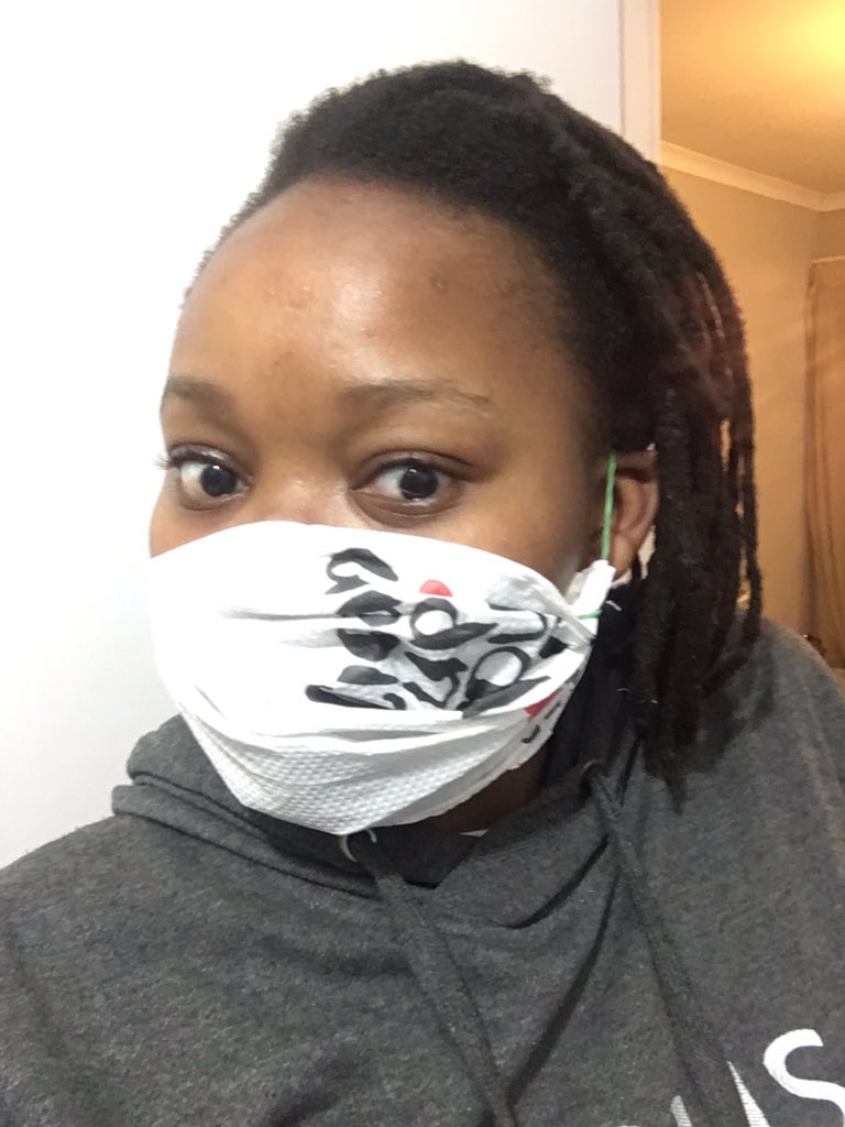 diyyolande's tweet photo. @NandosSA thank you for always giving extra serviettes. With face masks going off the shelves, i did a quick DIY #DIYYolande #KeaDrive #COVID19SouthAfrica #stayhomechallenge https://t.co/gwVZyoZd3U