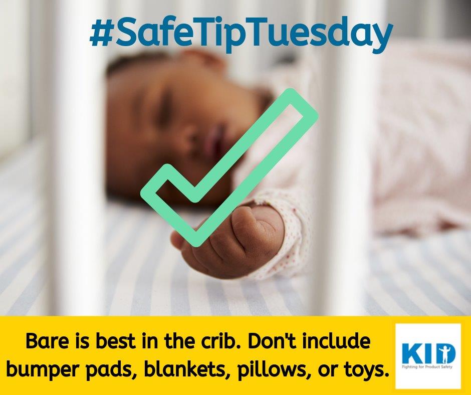 kidsindanger's tweet photo. #SafeTipTuesday: Bare is best in the crib. Don’t include bumper pads, blankets, pillows, or toys. #SafeSleep https://t.co/tWpsTj4rpC
