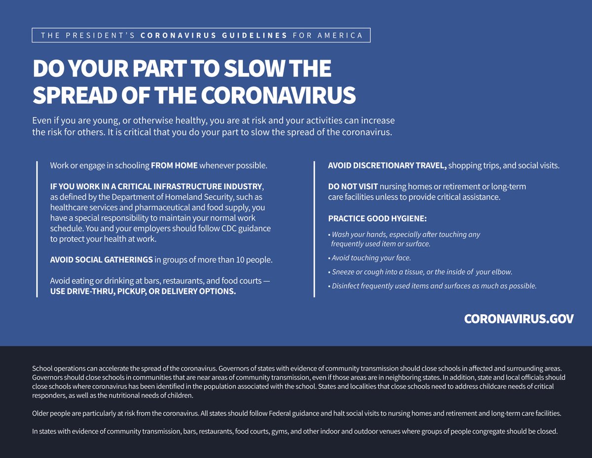 Si raccomanda a tutti i cittadini italiani che si trovano negli USA di seguire scrupolosamente le linee guida della <a href="/WhiteHouse/">The White House</a> e del <a href="/CDCgov/">CDC</a> #coronavirus