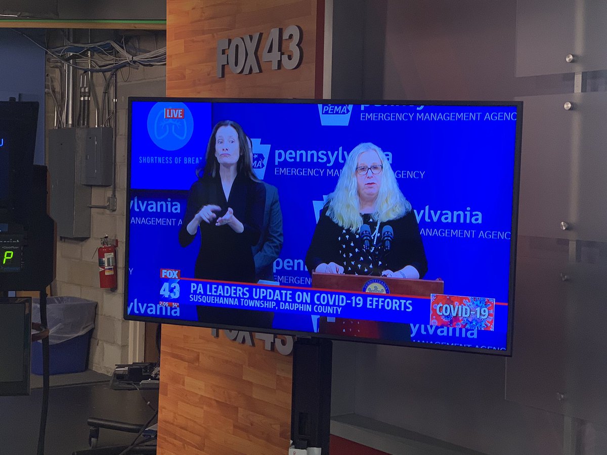 jackiedetore's tweet photo. “Stay calm, stay home, and stay safe.” - PA Secretary of Health Dr. Rachel Levine. 

You can watch the latest update on #COVID19 from the @PAHealthDept now on @fox43. https://t.co/9JQF9fSdA5