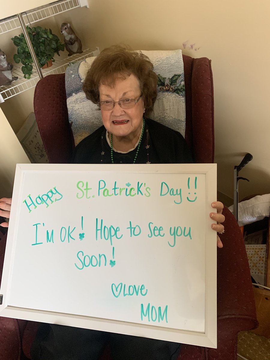 CedarCreekHC's tweet photo. Wearing green and sending families love today! Happy St. Patrick’s Day to all! 🍀 @ClareTravis18 #TrilogyLiving #StPatricksDay2020 https://t.co/PJIBB4plCA