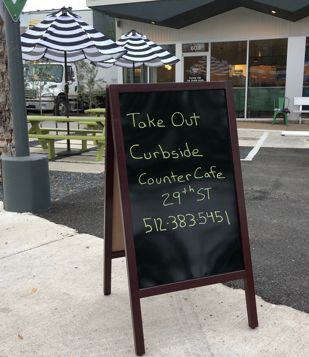 For Counter Cafe Curbside / Take Out 

Please contact our locations @

29th St  512.383.5451

Eastside 512.351.9961