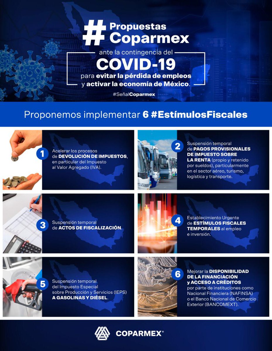 Te presentamos las propuestas que propone Coparmex para evitar la perdida de empleos y activar la economia del país
#CoparmexNuevoLaredo