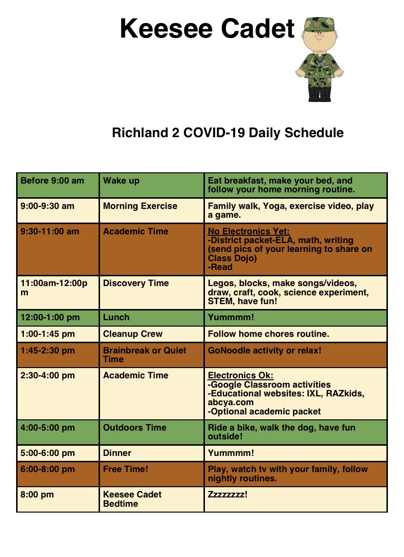 Need a routine over the course of this time off? Check out what the Keesee Cadets are doing!