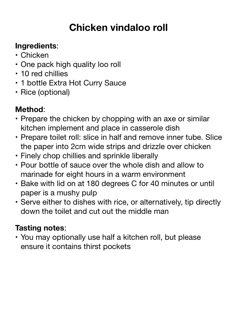 365NoTV's tweet photo. Here's the first recipe for the Stockpilers' Stockpot - a collection of recipes for those who hoard. 
#1: Chicken Vindaloo roll https://t.co/RA5AJ7lUXs
