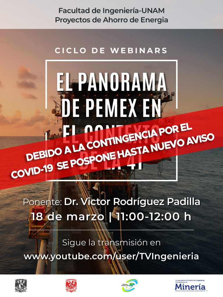 Debido a que la transmisión del webinar del día 18 de marzo estaba programada para realizarse en las instalaciones de la FI-UNAM, y atendiendo a las medidas de prevención por el Covid-19 publicadas, les informamos que éste se pospone hasta nuevo aviso. Agradecemos su comprensión.