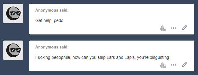 tumblr is a fun and friendly place
these anons really gotta try harder to upset me lol 