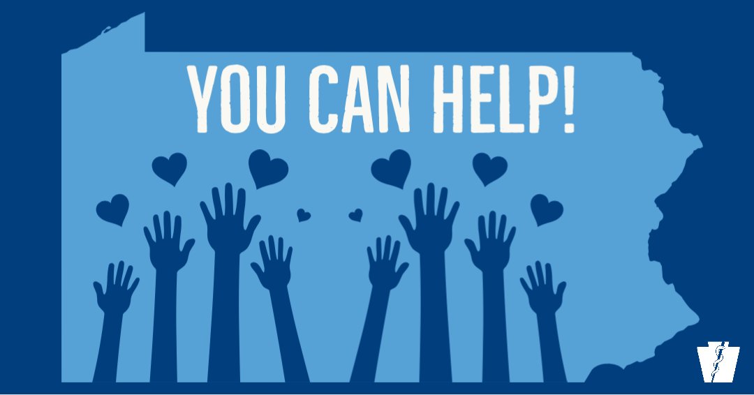 There are things you can do to help during the #COVID19 outbreak in PA:
🩸 donate blood
🥫 donate to food banks
👵 call on seniors in your community to make sure they have what they need
🏠 stay home, stay calm + stay safe