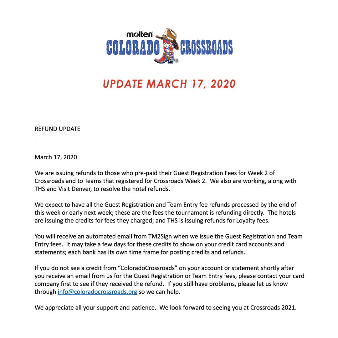 crossroadsvb's tweet photo. REFUND UPDATE: March 17, 2020

https://t.co/P7LaxPXRHK https://t.co/xuKbGT6jCP