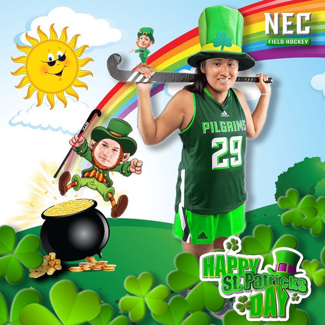 NEC_FH's tweet photo. NECFH is wishing you a Happy St Patrick’s Day and reminding you to smile! ☘️🏑☘️😃 #luckoftheirish #stpatricksday #necfh #smile #pilgrimplatoon #sticktogether #gogrims https://t.co/sRvzjCLV8v