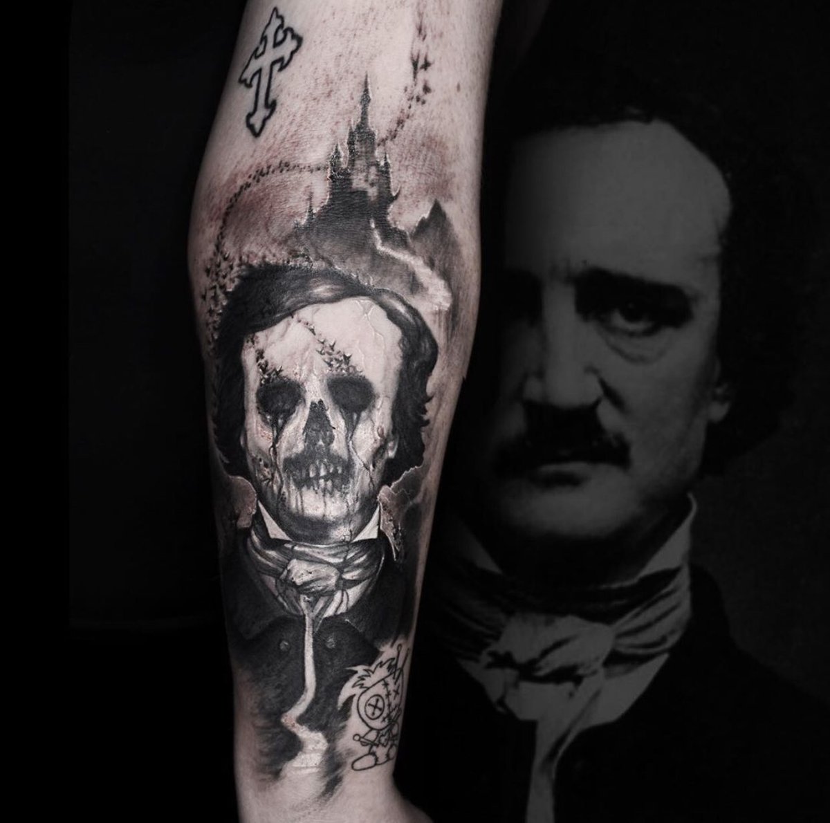 Edgar Allan Poe Poem Tattoo On Full Back