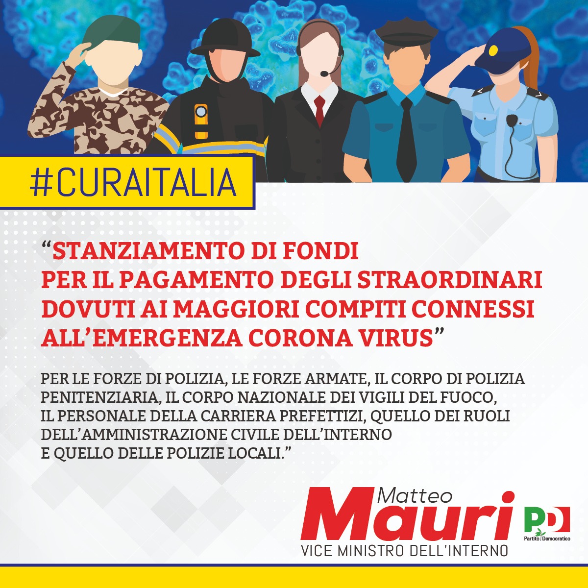 mmauripd's tweet photo. Tra le molte misure economiche del DPCM c'è anche lo stanziamento di fondi per il pagamento degli straordinari alle Forze dell'Ordine dovuti al #covid19. Misure importanti visto il lavoro che li vede esposti in prima linea per il bene di tutto il Paese. https://t.co/BmzWZ6Pif8