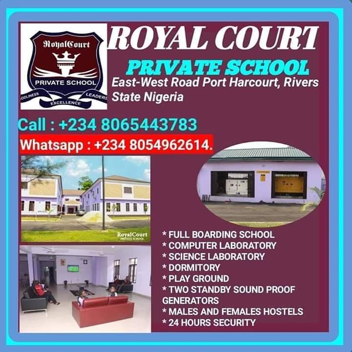 In ROYAL COURT PRIVATE SCHOOL, we don't just impact knowledge, we make our students apply the knowledge. 
Registration is on,
Call: +234 8065443783,
Whatsapp: +234 8054962614.
#ProwodicGlobalServices