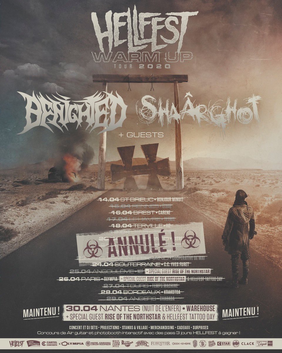 So here we are, the Hellfest Warmup Tour 2020 is cancelled, except for Nantes' gig (until further informations). We are so sorry about that, see you soon on the road. Be strong, stay safe ! @hellfestopenair