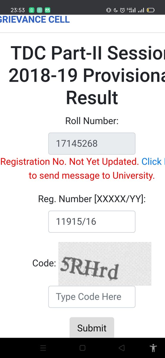 Sharan700057's tweet photo. @brabumfp ;@NitishKumar my registration not updated by University for last 15 days and I have submitted all the details on University site.but when I am going to check result error coming as per attached screenshot. Plz look the matter immediately. https://t.co/AY7RjPqjNb