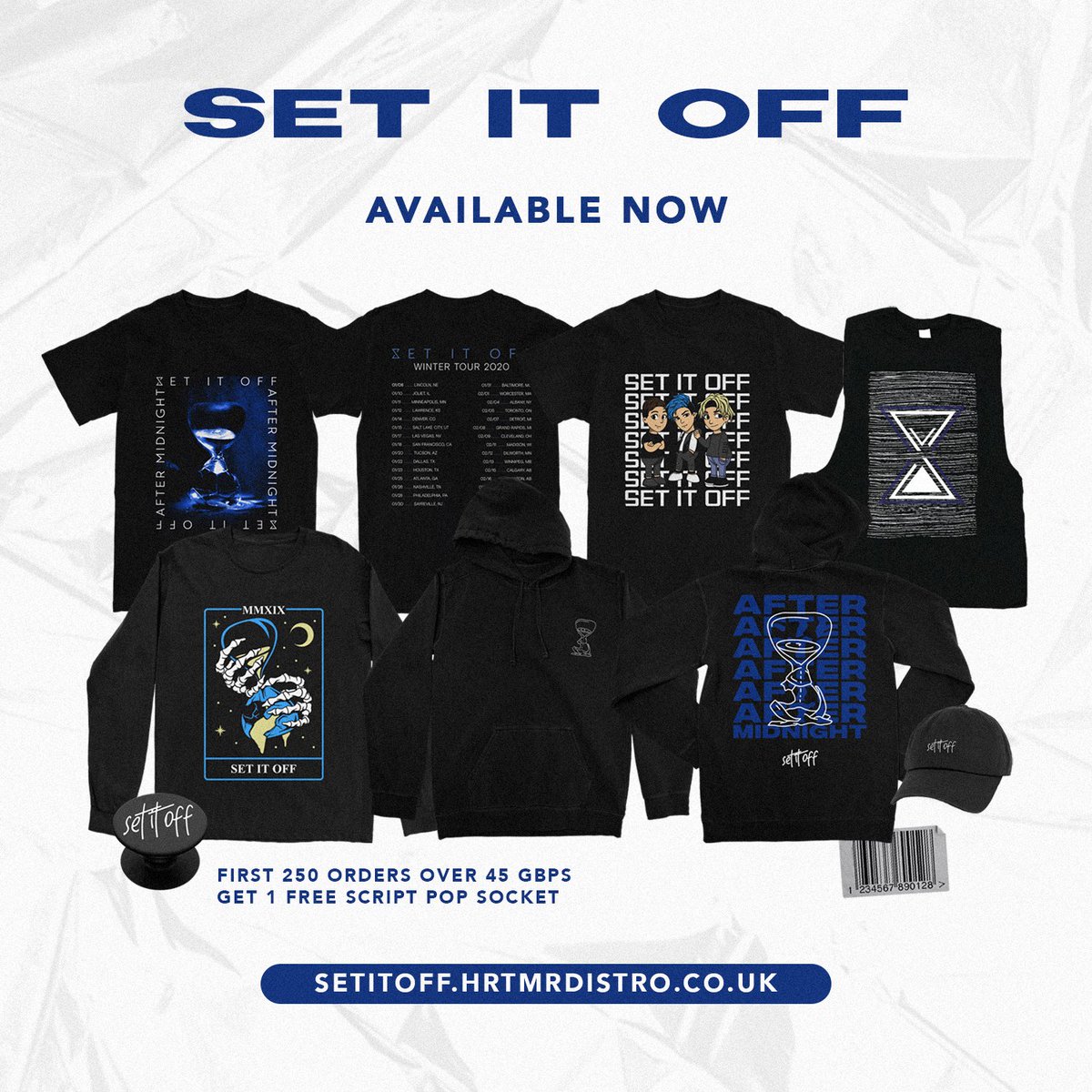 And for our friends in the UK/EU, we have some exclusive merch designs that were meant for our upcoming UK/EU tour that are available now just for you ⌛️ setitoff.hrtmrdistro.co.uk