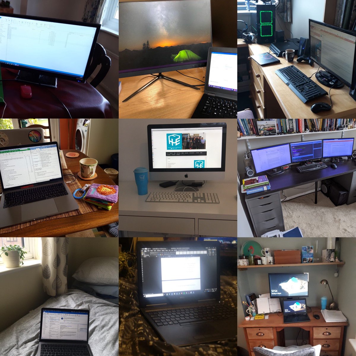 HFE_UoS's tweet photo. Our #HFE team nailed a speedy response to Gov guidelines to #WFH - helps that we are experts in #DistributedTeamwork - here are some of our setups - partnered with #Slack #onedrive #wfhsetup https://t.co/I8BMZWaW68