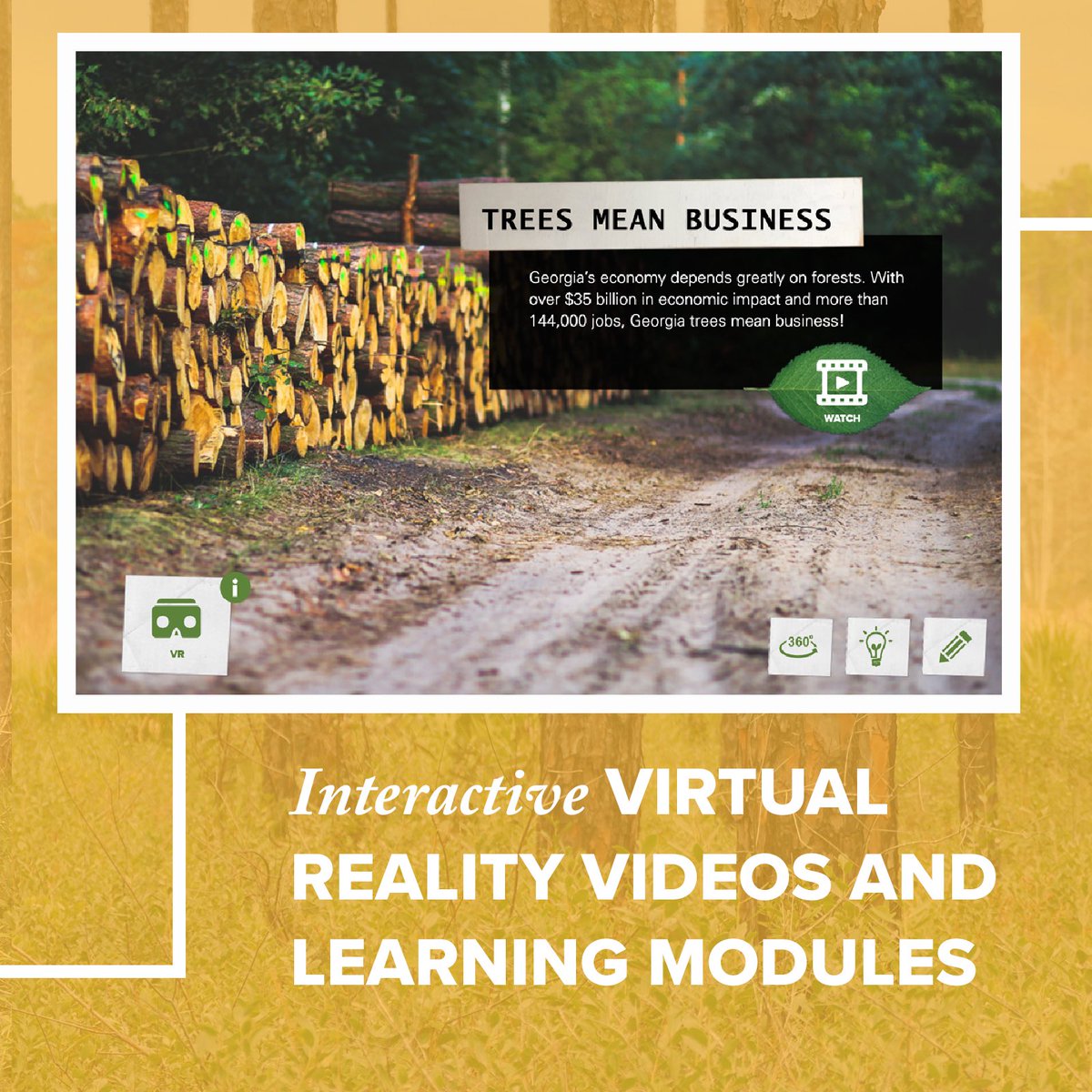 GaForestryFdn's tweet photo. Stuck inside? Check out our cool online learning tools with @GPBEducation! This tool is 100% interactive and includes maps, graphics, and VR videos! Check it out today at https://t.co/vsp6Ew1WMf https://t.co/iCBMFwriMw