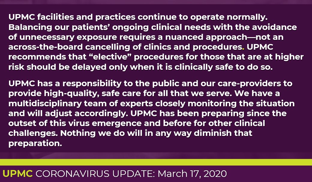 UPMC on Twitter "UPDATE As of March 17 UPMC facilities and practices