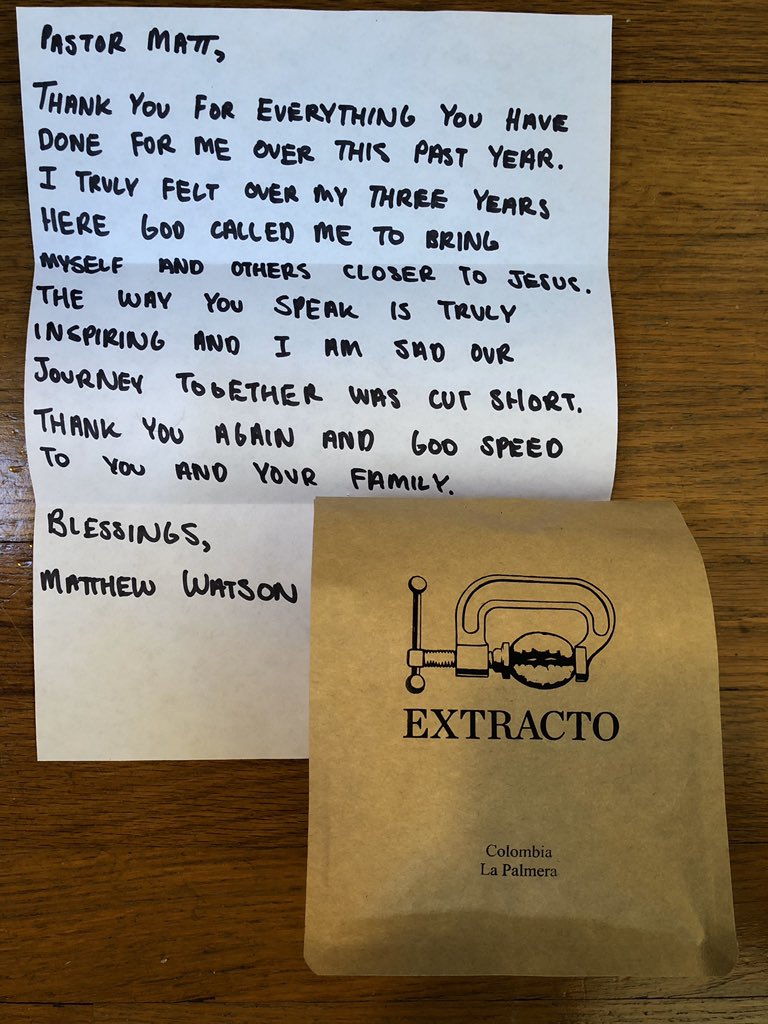 RMattBoyd's tweet photo. I love opportunity to invest in the next generation and appreciate this letter and bag of coffee from a @cu_portland student. Unfortunately between the school closure and COVID-19 this in person relationship was cut short. #cupdx https://t.co/nbqw5z3fKV