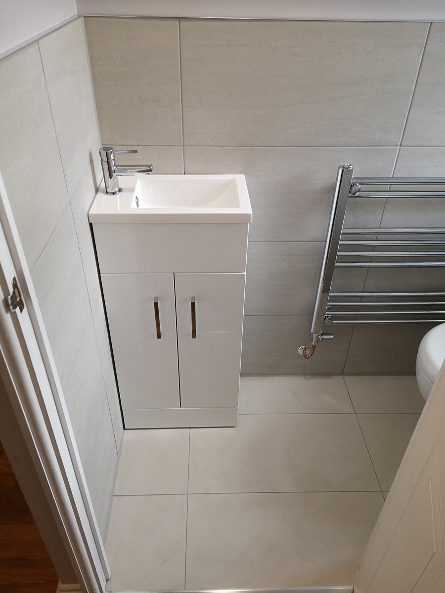 purebathroom's tweet photo. Small downstairs #toilet #basin and #towelrail #tiling installed in #Chippenham products used @CityPlumbingUK #toiletpapercrisis https://t.co/Lry9BWzVXg