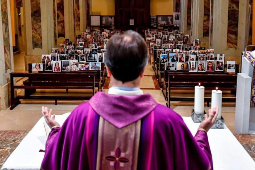 OldSoulRadTrad's tweet photo. When ad orientem isn't part of your vocabulary, you still pray Mass versus populum (and your back to God) even when there are no people. https://t.co/00D0HWiBmb