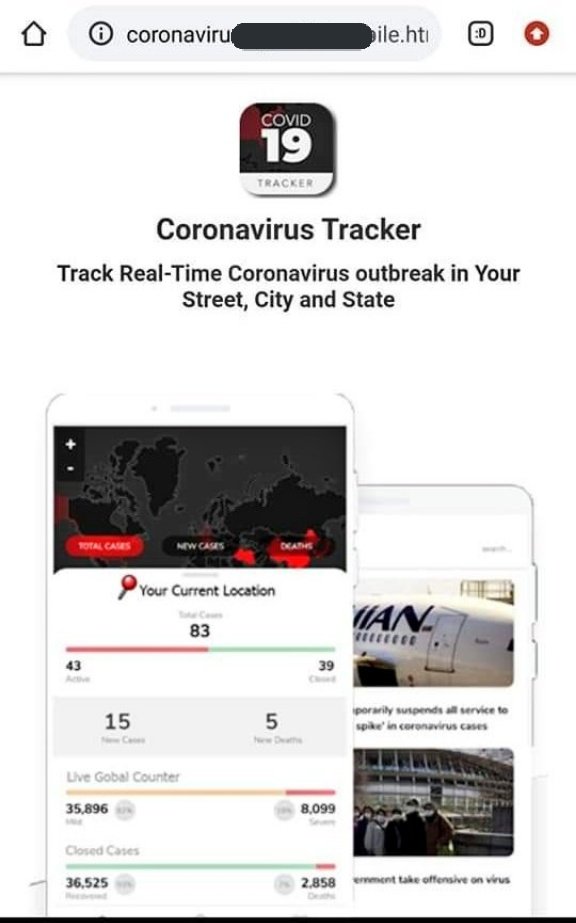 FawazSylvestre's tweet photo. 🚨#ALERT 🚨 #COVID19 #Android #Ransomware : 
Si vous avez installé l'#application malveillante #CoronavirusTracker qui a verrouillé votre smartphone et demandé une rançon, utilisez le code "4865083501" pour le déverrouiller.  La clé est codée en dur. #cybersecurite https://t.co/7KrdGJ0fEx